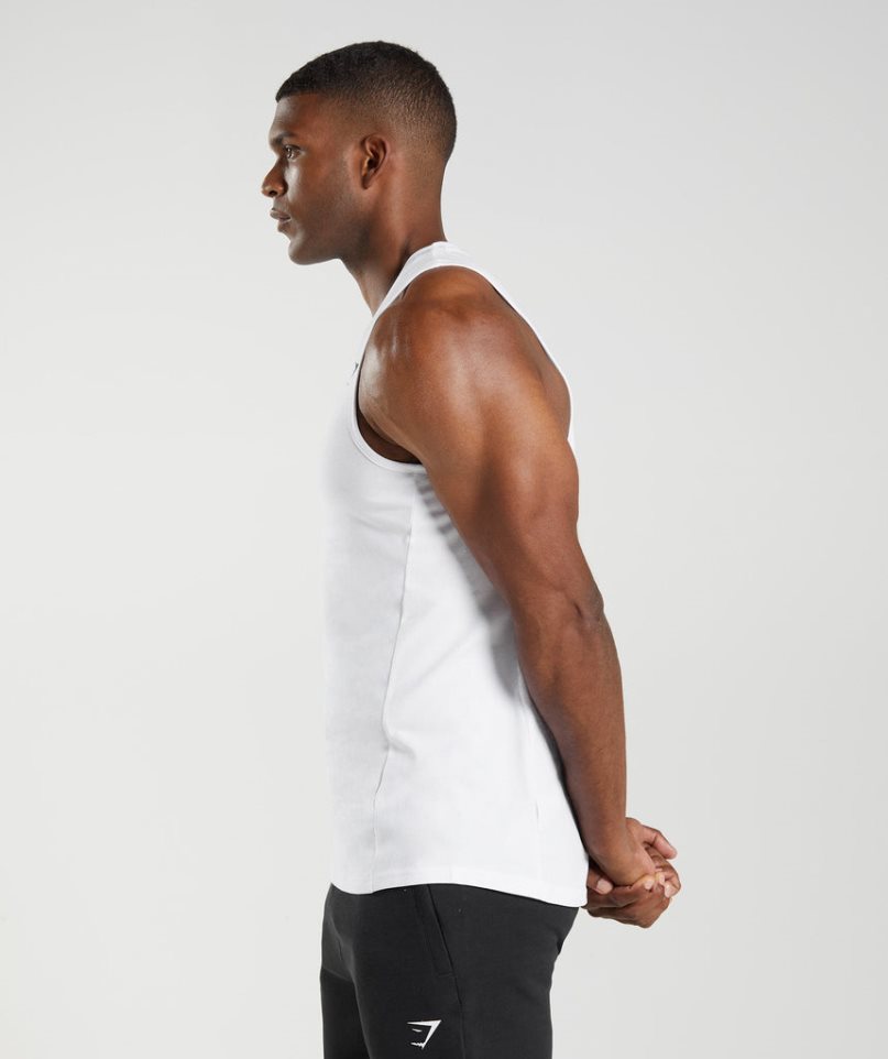 Men's Gymshark React Tanks White | CA AD1083